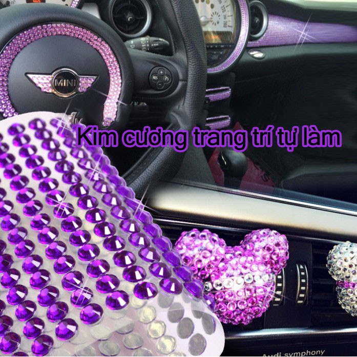 Miếng Dán Hai Mặt Đính Pha Lê 24*20cm Trang Trí Xe Hơi DIY