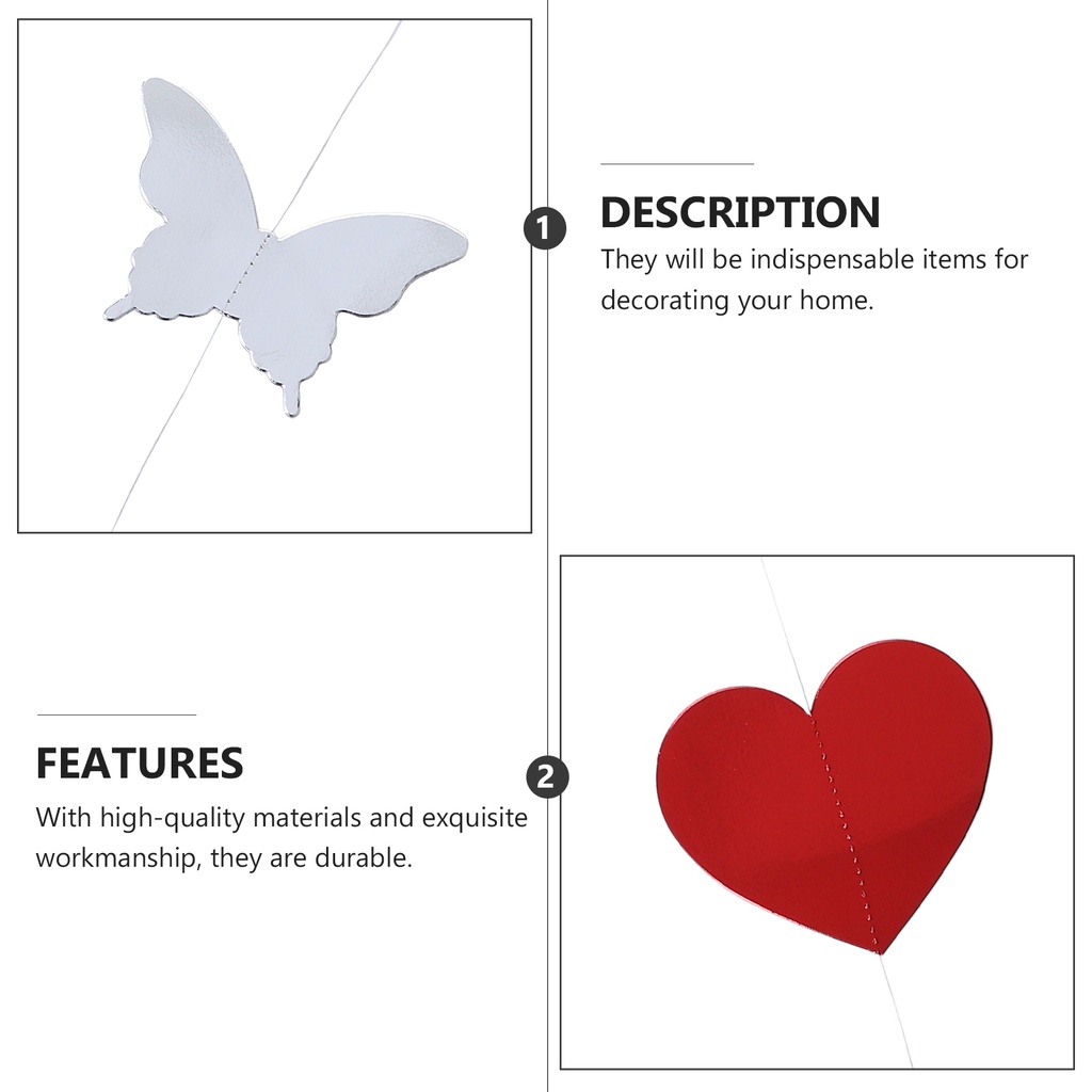 1 Set 3 Pcs 3D Valentine's Day Heart Shape Pendants Wedding Banners Christmas Hanging Decors