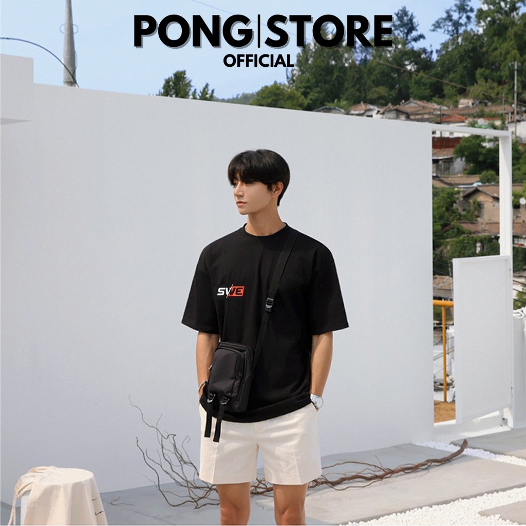 Áo thun form rộng tay lỡ SWE small logo, áo phông unisex nam nữ chất cotton mềm mịn freesize dưới 70kg