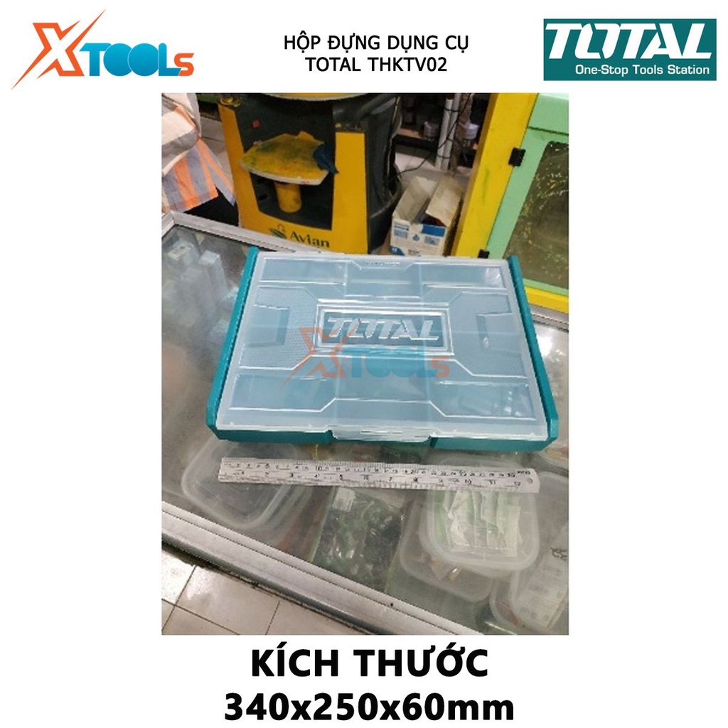 Hộp nhựa đựng dụng cụ TOTAL THKTV02 hộp đồ nghề kích thước 340 * 250 * 60mm, Có thể xếp chồng lên nhau Chất liệu nhựa PP