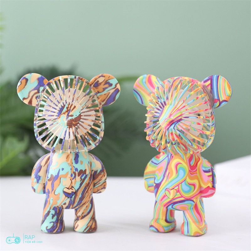 Quạt mini cầm tay Bearbrick, quạt sạc tích điện hình gấu nhiều màu sắc Ráp tiện lợi mang đi học, đi làm, đi du lịch