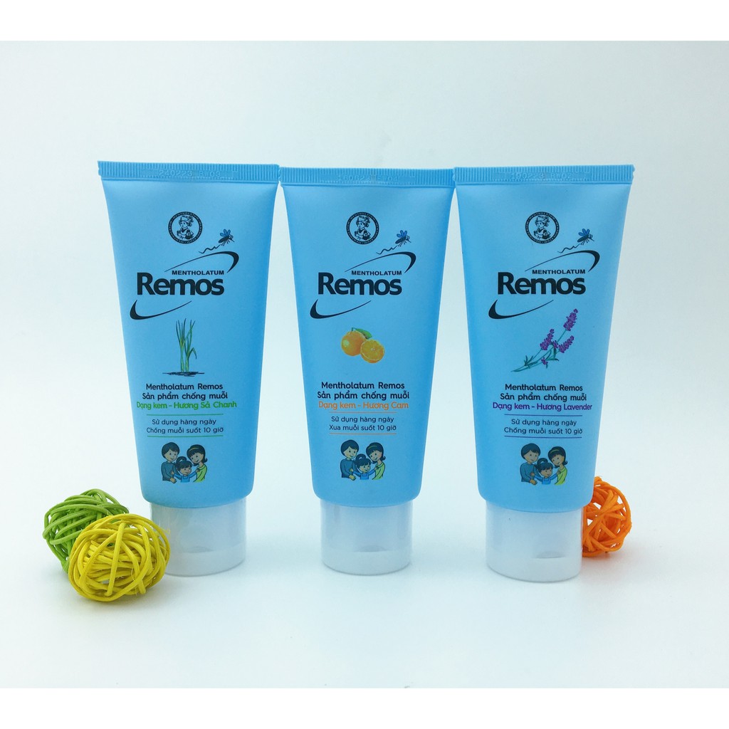 Kem chống muỗi Remos bảo vệ suốt 10h - Có 3 mùi hương lựa chọn - Tuýp 70g