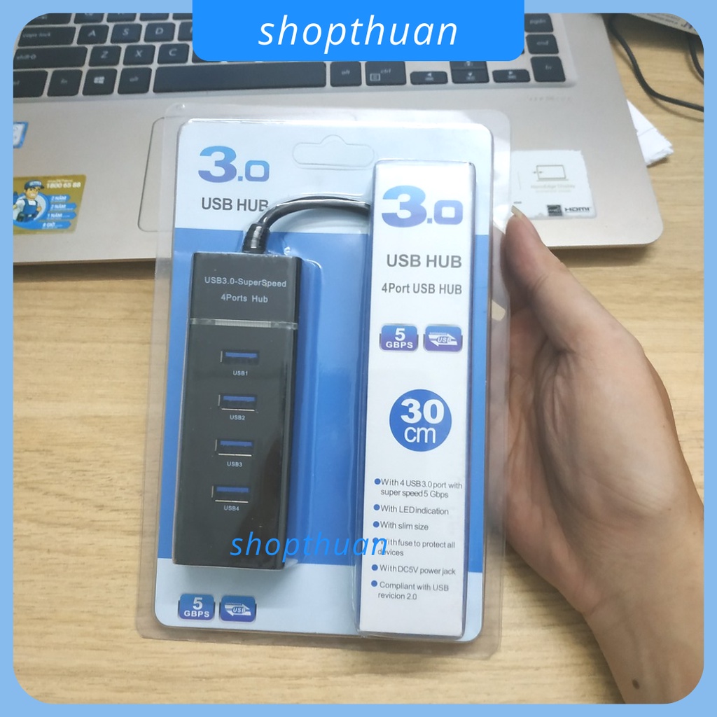 Hub USB 3.0 - Bộ Chia 1 USB Ra 4 USB Có Đèn Led