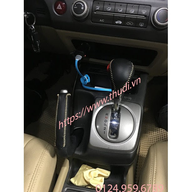 Bọc cần số ô tô Honda Civic da bò 100% HandMade