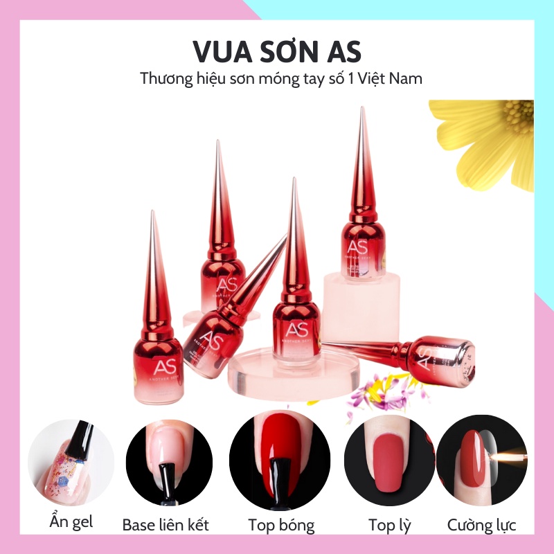 Sơn móng tay gel base top AS bóng cường lực cứng móng lỳ top ẩn gel loang VUA SƠN AS 15ml