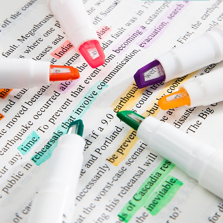 Set 6 Bút Đánh Dấu Hai Đầu Mềm Mại Sáng Tạo Cho Văn Phòng / Trường Học