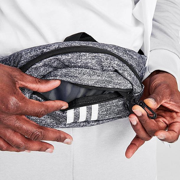 Túi đeo hông 3 sọc Adidas vải Denim, màu xám, mã CM3827