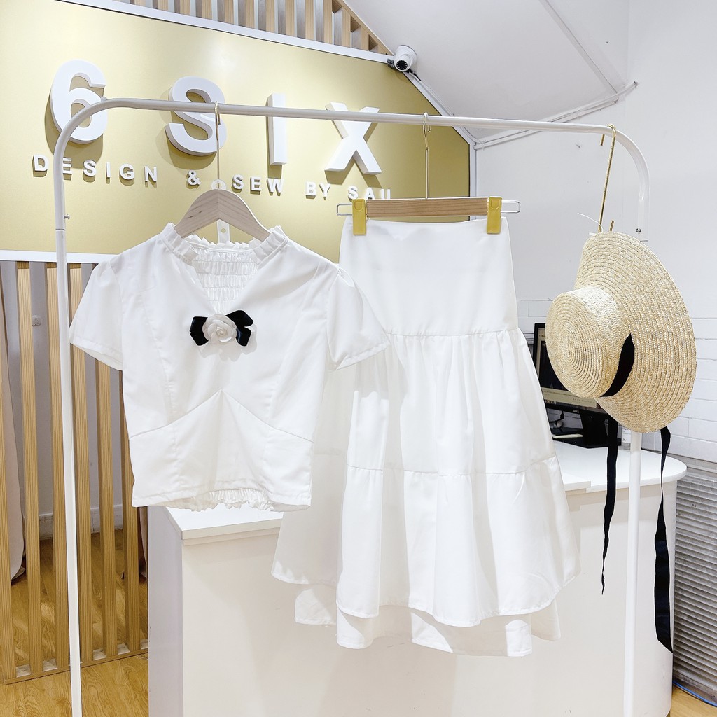 Chân váy trắng baby 2 tầng có lót thời trang công sở 6SIX closet