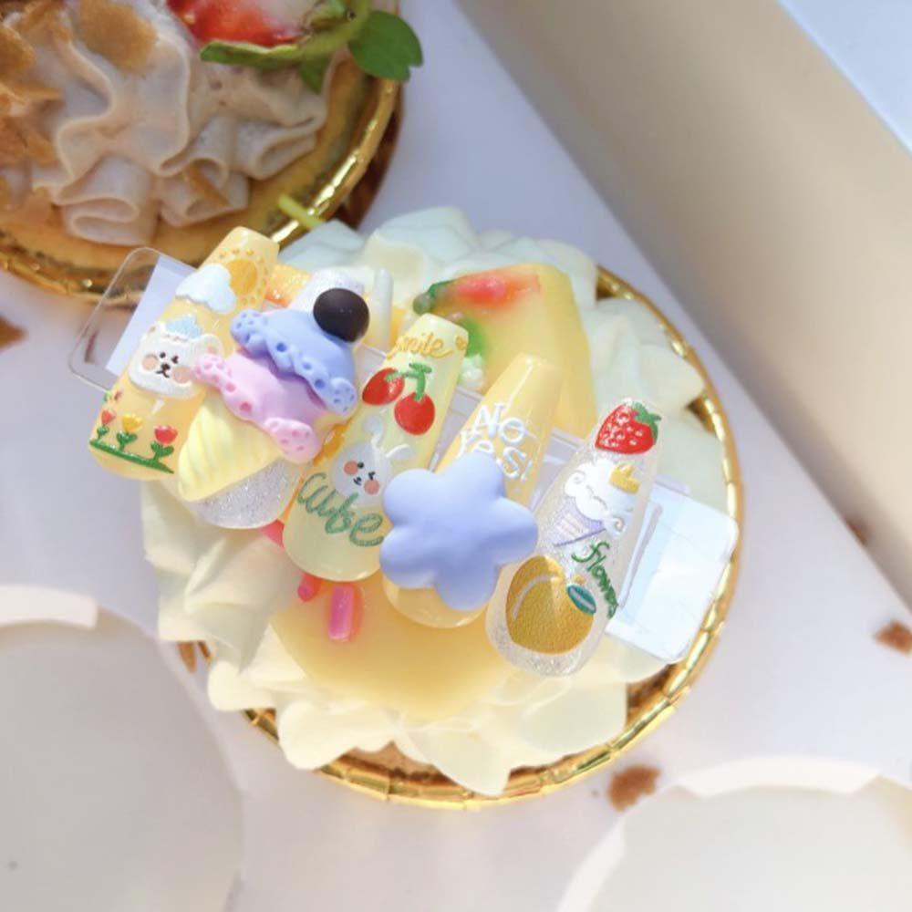 [Hàng mới về] Sticker dán trang trí móng tay họa tiết hoa thỏ trái cây siêu mỏng 5D