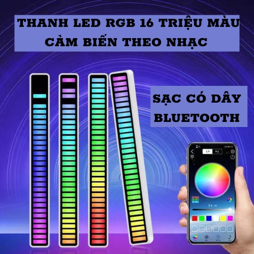 Thanh đèn led RGB nháy theo nhạc,16 TRIỆU MÀU ĐIỀU KHIỂN BẰNG APP, đèn trang trí ,decor phòng cảm biến âm thanh