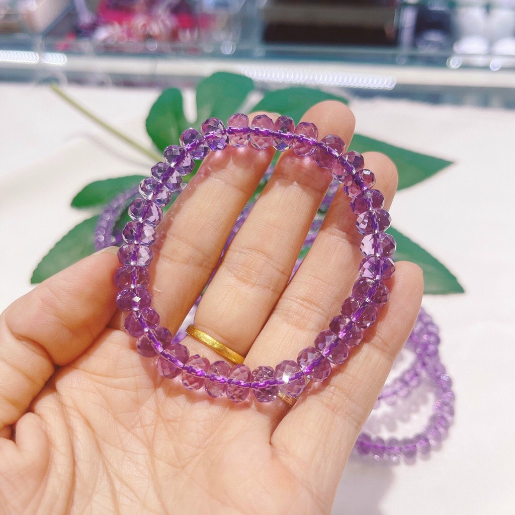 Vòng Tay Thạch A Tím Lavender Cắt Giác Siêu Đẹp Nhiều Size