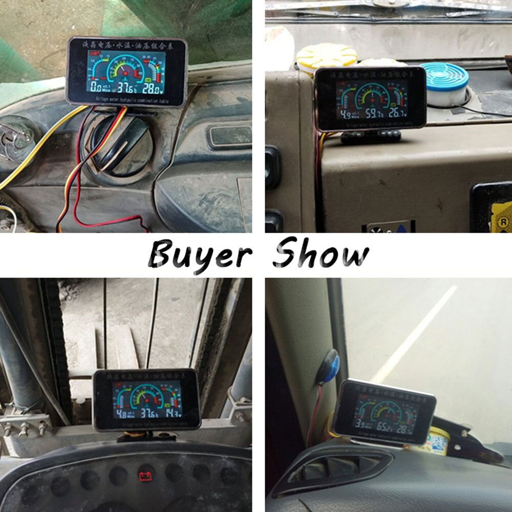 Đồng Hồ Đo Áp Suất Dầu / Nước Màn Hình LCD 3 Trong 1 1 / 8 NPT + Cảm Biến Nhiệt Độ Nước 10mm Chuyên Dụng Cho Xe Hơi