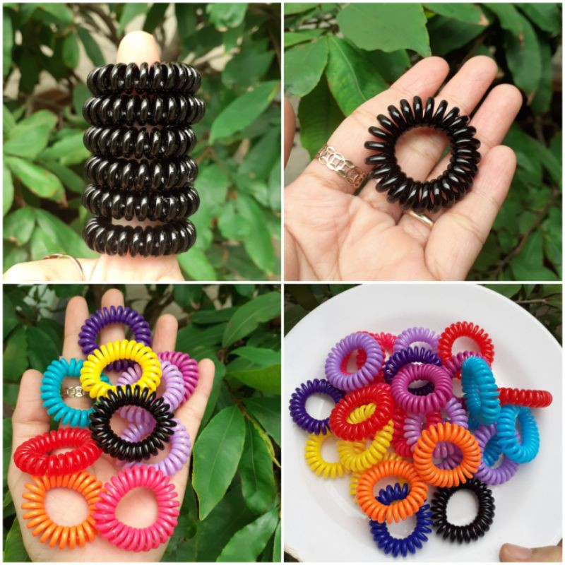 Sét 5 dây cột tóc Lò xo màu/đen (cở 2-3cm)