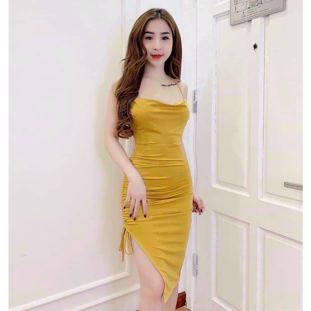 Đầm nữ 2 dây cổ đồ có mút ngực quá đẹp cho các chị em diện đi chơi dự tiệc fashionzero-70028