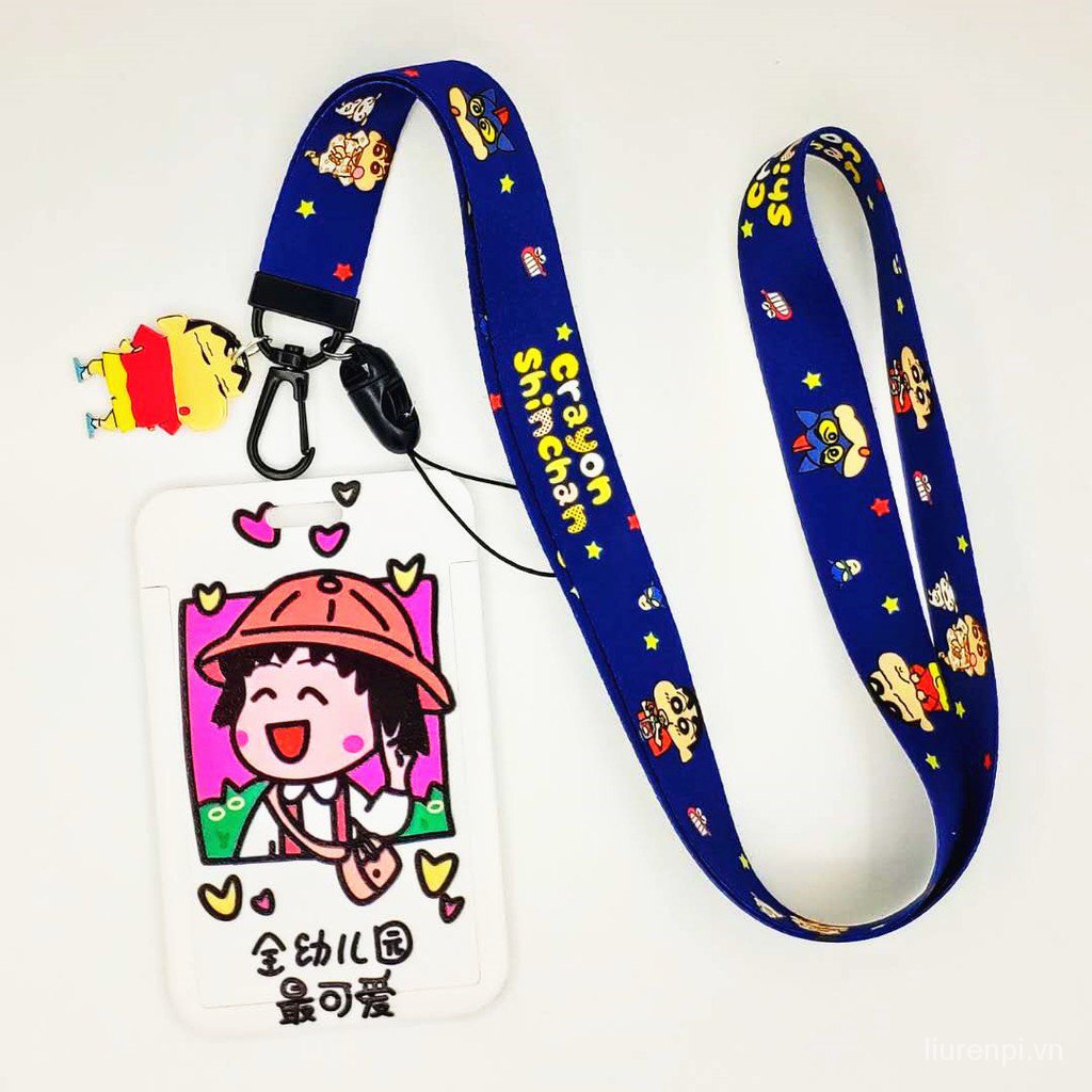 Dây đeo thẻ treo cổ in hình Maruko-Chan/ Shin Chan Chibi dễ thương cho nữ