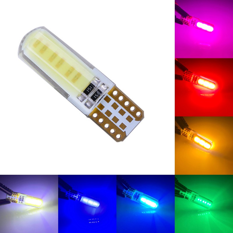 1 Đèn LED T10 W5W / 194 12 SMD COB 6 Màu DC 12V Cho Xe Hơi