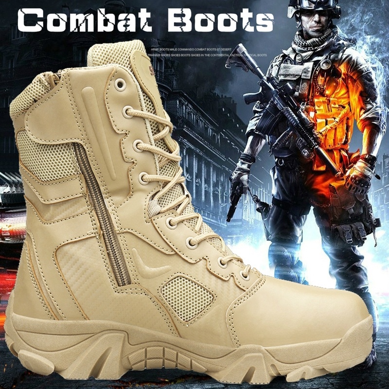 Giày Boots Quân Đội Bằng Da Chống Thấm Nước Cao Cấp Size 39-47