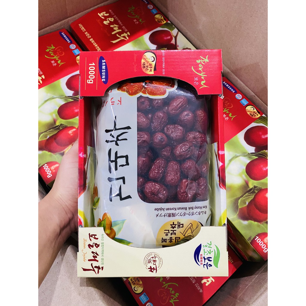 Táo Đỏ Sấy Khô Jujube Hàn Quốc Hộp 1KG (HSD 5 năm)