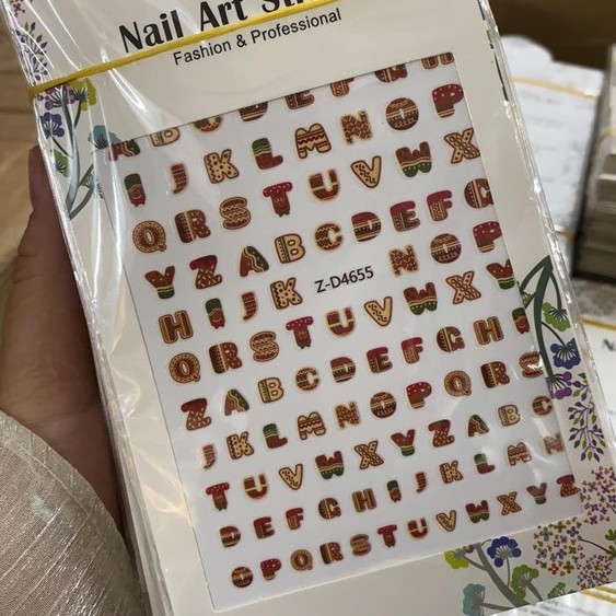 Hình dán móng tay - Sticker dán móng bảng chữ cái