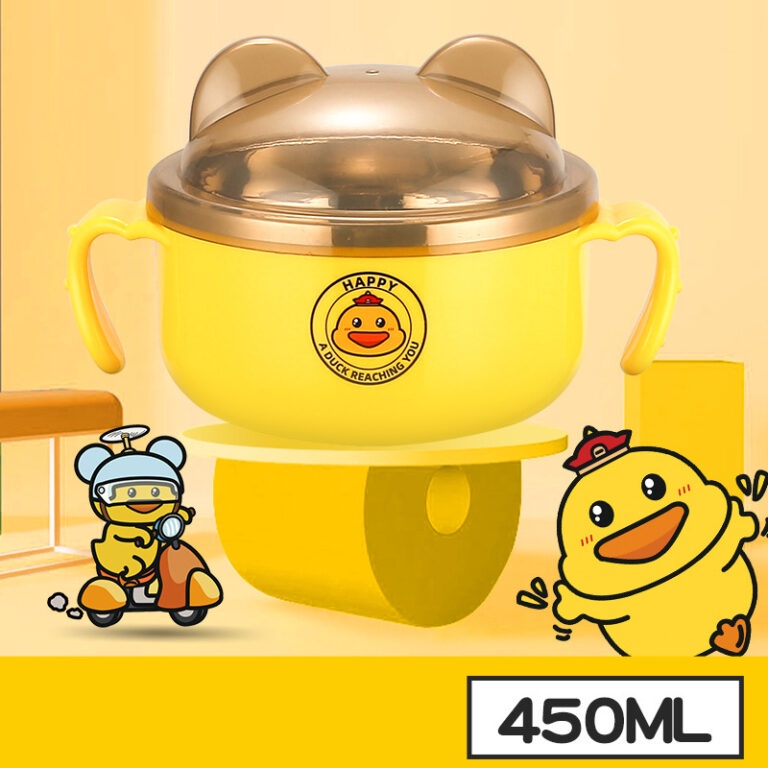 Bát Ăn Dặm Inox Có Tay Cầm Tiện Lợi Chống Nhiệt Tốt Bền An Toàn 450Ml - TAA031