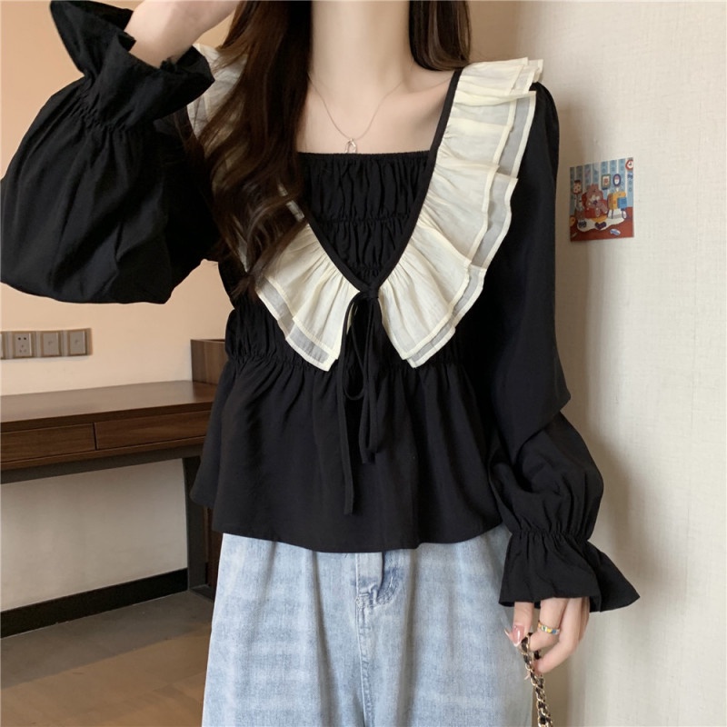 Áo kiểu nữ NZN tay dài phong cách Pháp thời trang mùa thu