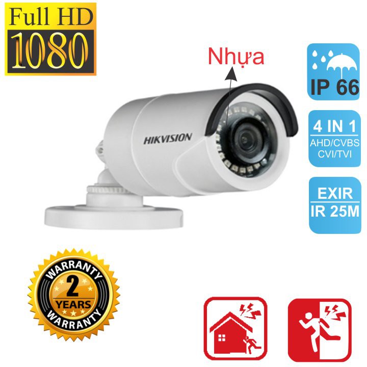 [Mã 253ELSALE hoàn 7% đơn 300K] Camera HDTVI Thân Trụ HIKVISION DS-2CE16B2-IPF 2MP, Chính Hãng, Bảo Hành 24 Tháng