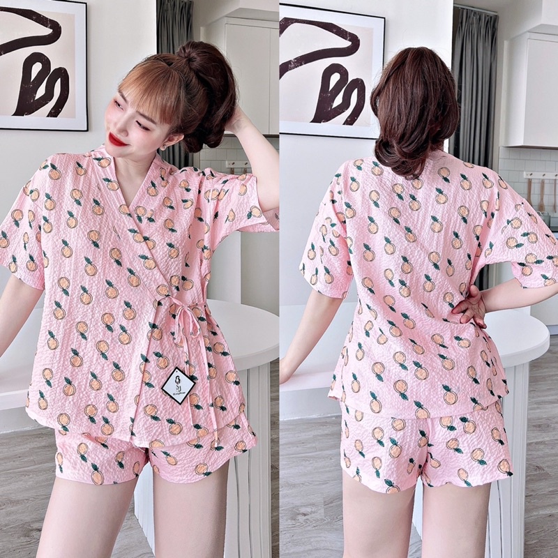 [Hàng mới ] Bộ pijama kimono mặc nhà đùi ĐŨI XỐP cho bạn nữ dưới 65kg