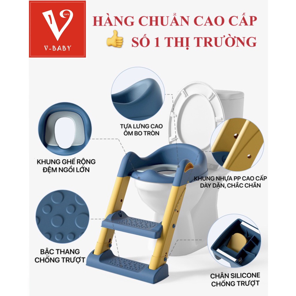 Bệ thu nhỏ bồn cầu có thang đi vệ sinh cho bé V-BABY W2 &amp; W2S ( hàng chuẩn cao cấp nhất thị trường )