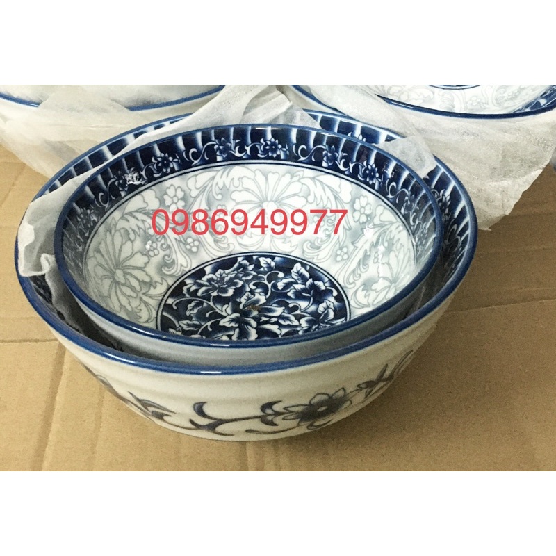 Tô Phở, tô loe phục vụ quán cơm phở họa tiết cổ xanh lam giả cổ  BÁT TRÀNG CAO CẤP