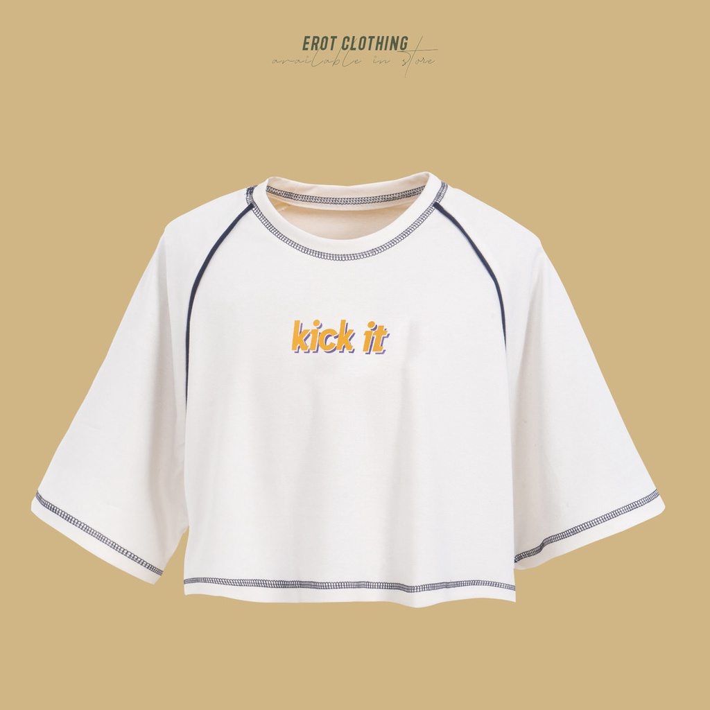 Áo Thun croptop raplang trắng viền đen in decal logo cá tính cho nữ_ATRL.39 erot clothing