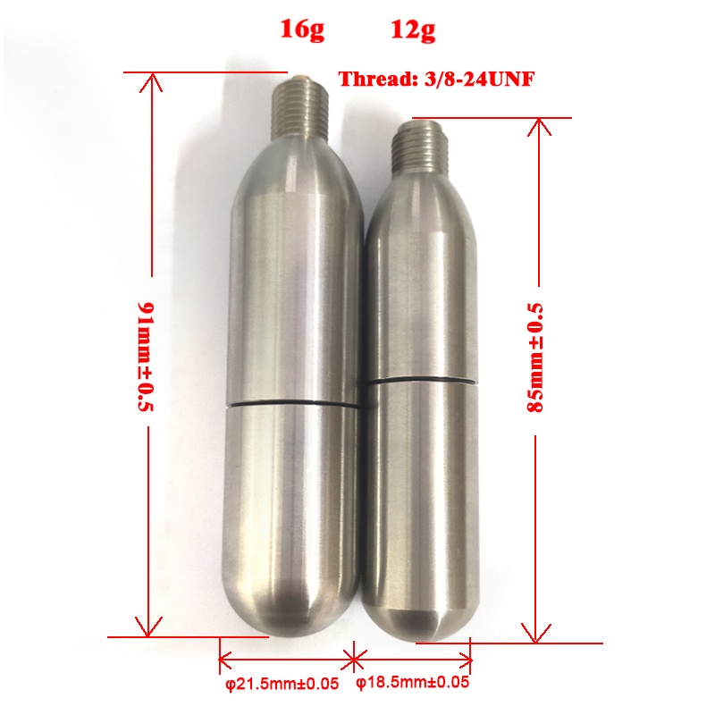 Xi lanh khí có thể nạp lại bằng thép không gỉ Các thông số kỹ thuật khác nhau