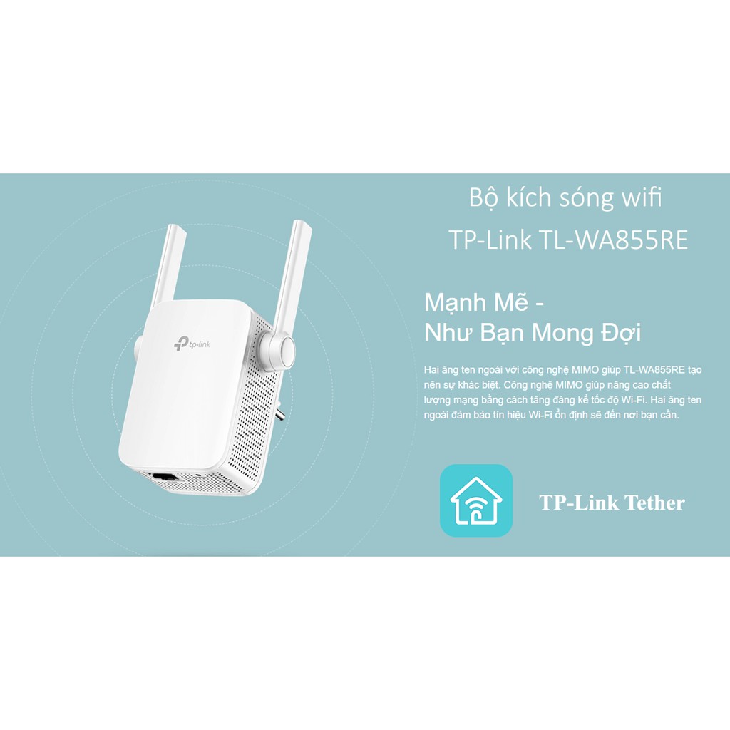 Bộ mở rộng phát sóng wifi gắn tường TP- Link TL-WA855RE chuẩn N300Mbps