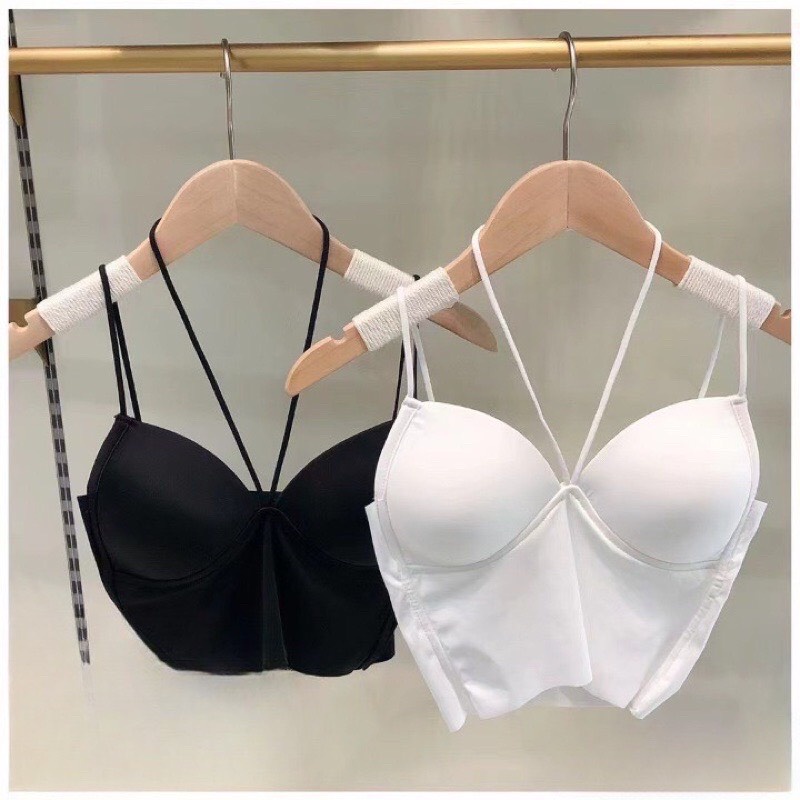 Áo Bra Nữ 2 Dây Chéo Cổ⭐FREESHIP⭐Áo Thun Croptop Chất Su Mát Mịn