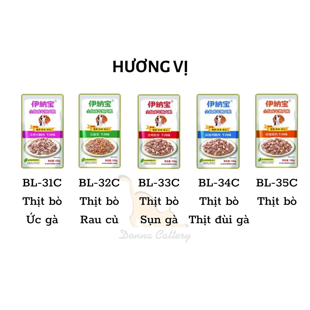 PATE INABA THỊT BÒ CHO CHÓ GÓI 100g ĐỦ HƯƠNG VỊ