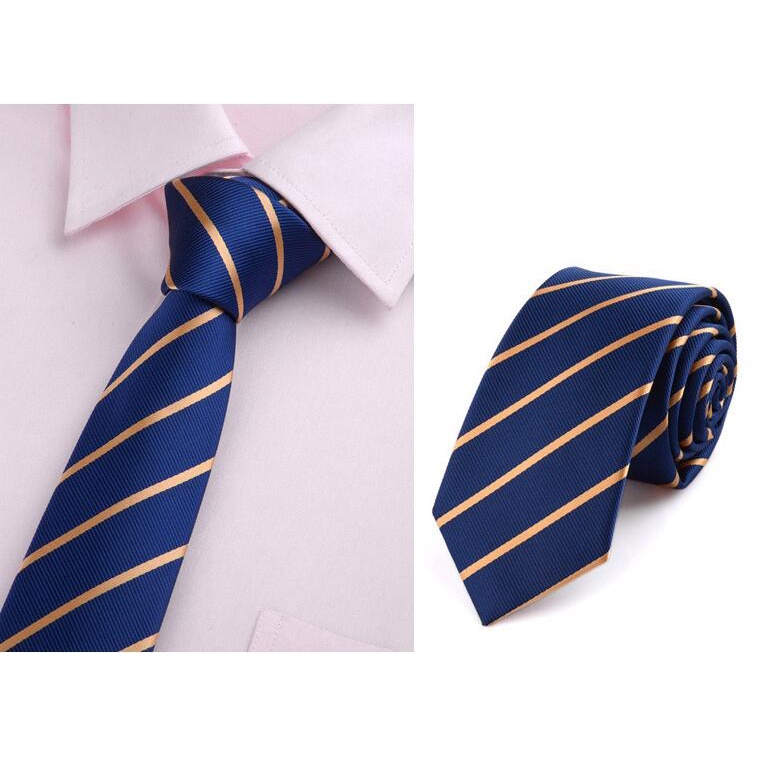 Cà Vạt Bản Nhỏ 6CM Họa Tiết Sọc / Chấm Bi Thời Trang Công Sở Cho Nam
