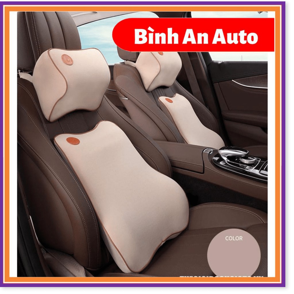 Bộ tựa lưng, gối đầu ô tô chất liệu cao su non - Bình An Auto