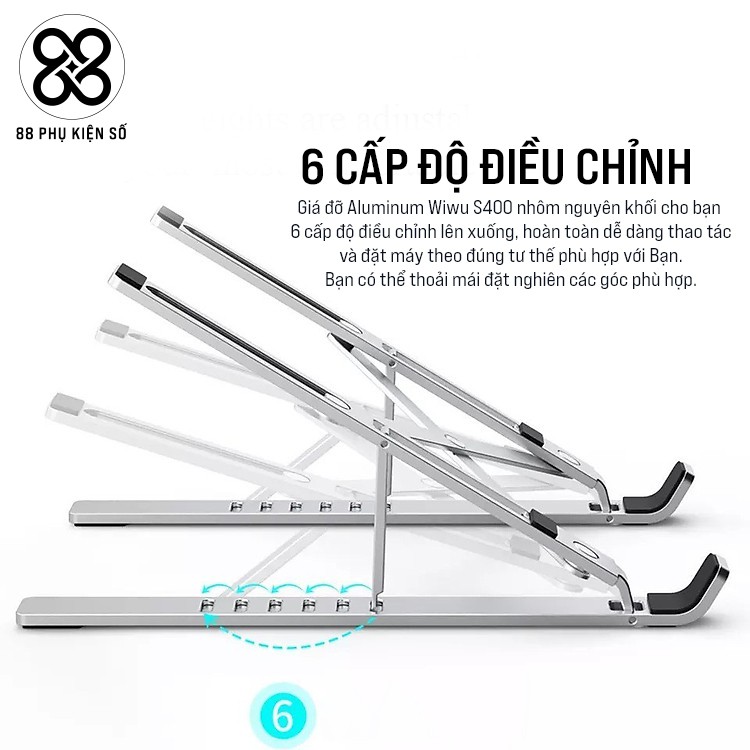 Giá đỡ Aluminum Wiwu S400 cho Macbook và Laptop 13 inch đến 15.5 inch chính hãng | BigBuy360 - bigbuy360.vn