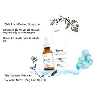 Tinh dầu The Orinary 100% Plant-Derived Squalane, tạo sự đàn hồi cho da, cấp nước chống lão hoá.