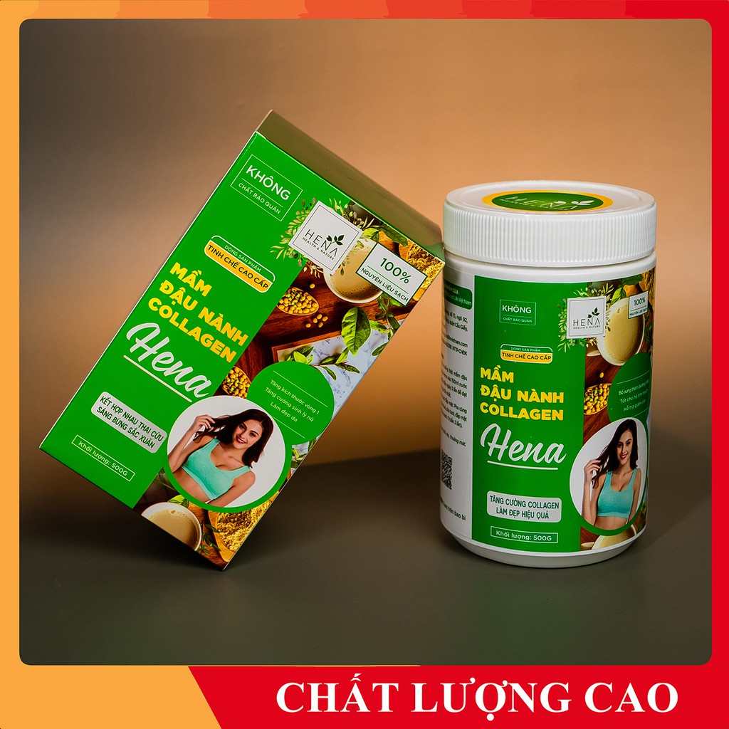 Mầm Đậu Nành Tăng Vòng 1 Hena 500G , Mầm Đậu Nành Nguyên Xơ An Toàn