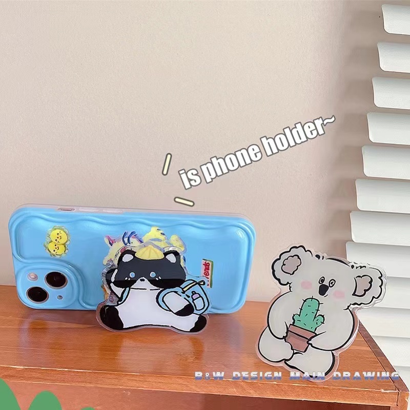 Giá Đỡ Điện Thoại Dạng Nhẫn Xỏ Ngón Tay Hình Thú Hoạt Hình 3D Bằng Acrylic Cho Cặp Đôi
