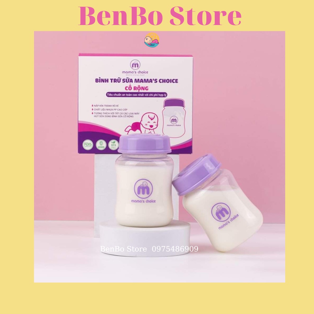 Bình Đựng Trữ Sữa Cổ Rộng Mama's Choice 180ml | Tương Thích Các Loại Máy Hút Sữa Cổ Rộng Spectra, Avent