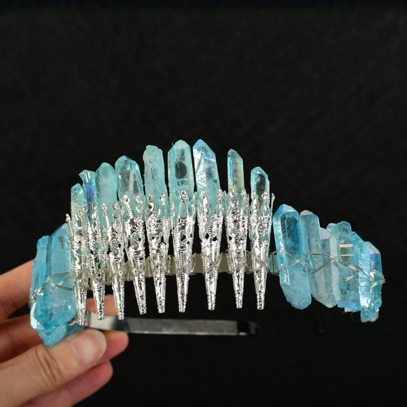 Flgo Vương Miện Thạch Anh Pha Lê Raw Cài Tóc Dự Tiệc Tùng