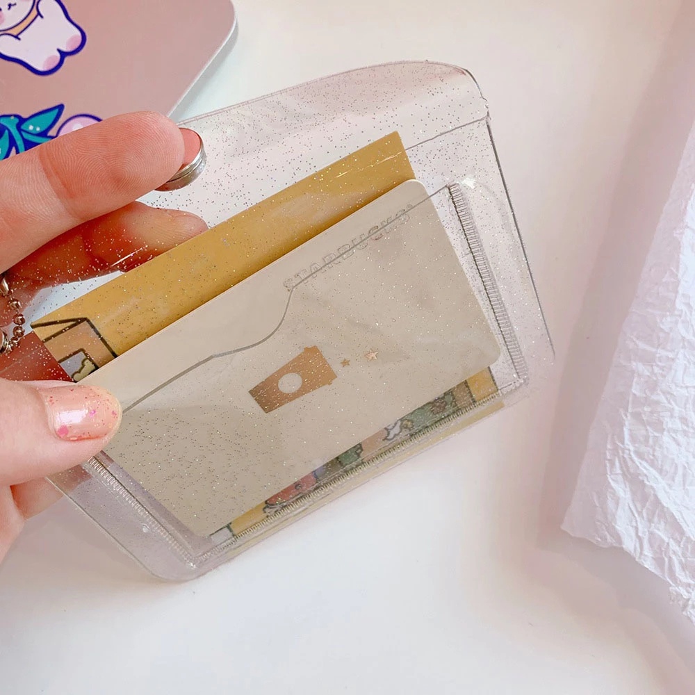 Ví ngắn mini trong suốt / kim tuyến chống thấm nước xinh xắn cho nữ
