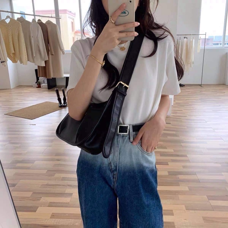 Quần jeans nữ loang màu ống rộng lưng cao, dáng suông hàng cao cấp