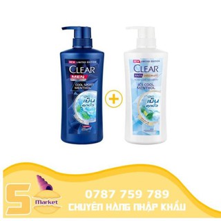 Combo 2 chai dầu gội clear bạc hà 480ml và clear men 450ml thái lan