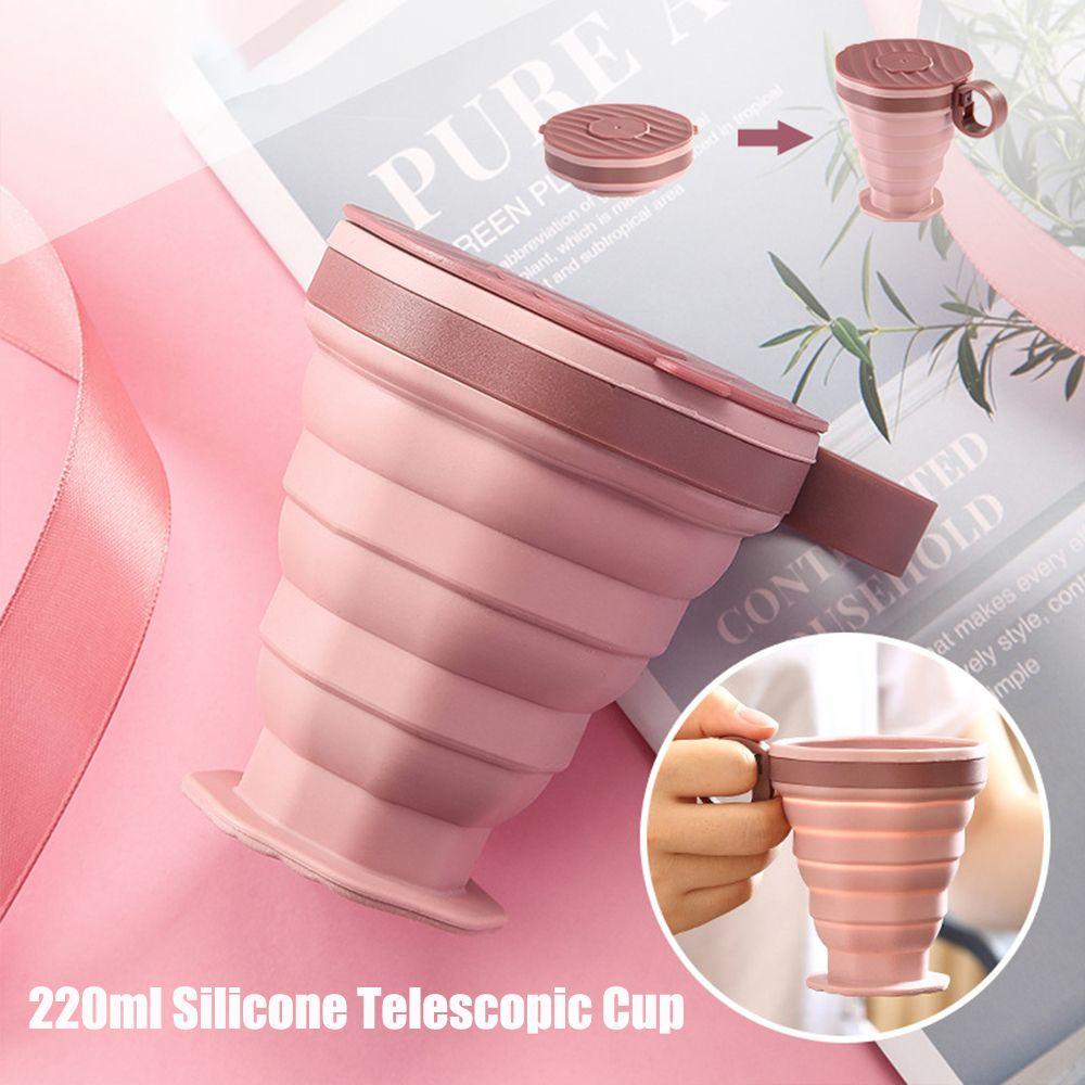 Cốc Uống Nước Silicone 220ml Có Thể Gấp Gọn Tiện Dụng Mang Theo Du Lịch Cắm Trại
