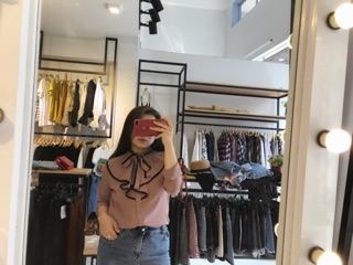 Sơ mi cổ bèo nơ