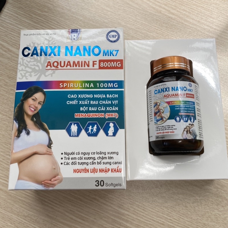 Viên uống Canxi hữu cơ CANXI NANO MK7 AQUAMIN F 800mg - Cao xương ngựa bạch - Canxi tảo biển đỏ bổ sung Canxi D3 K2 MK7ơ