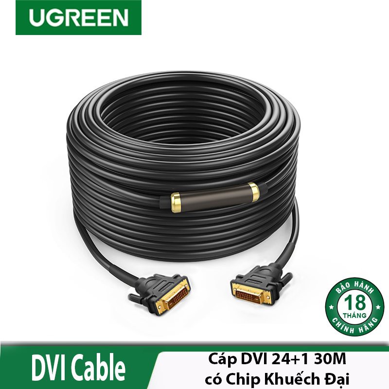 Dây Cáp tín hiệu DVI to DVI 24+1 dài 30met Chính Hãng Ugreen 11645 DV101(có khuếch đại)