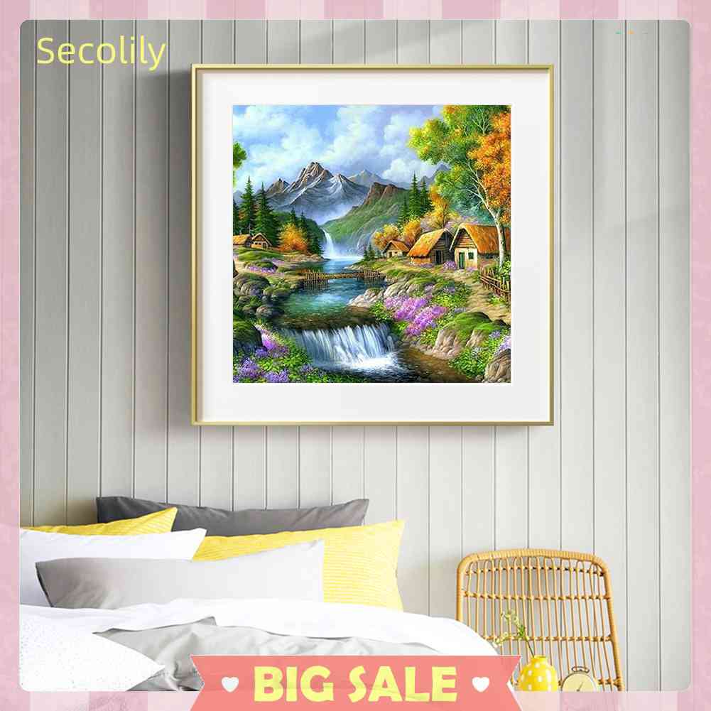 Bộ Tranh Thêu Chữ Thập DIY Hình Làng Núi 11CT